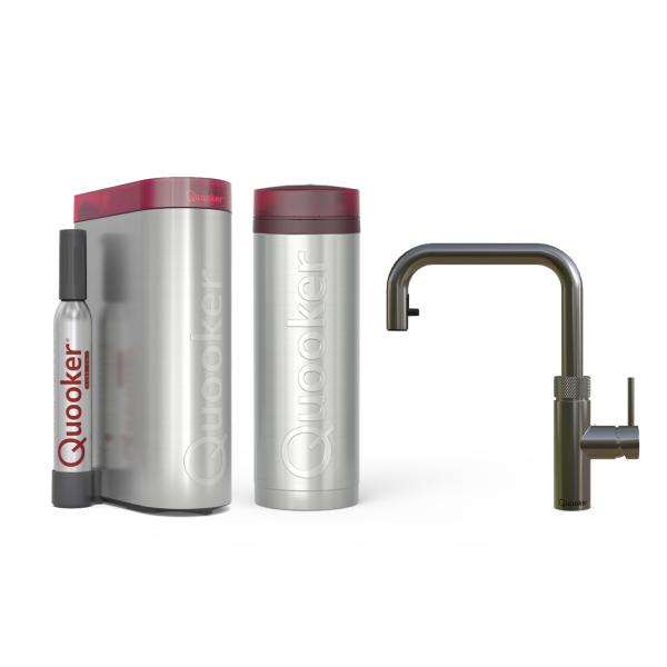 Quooker Flex Square | Reservoirs PRO3 | CUBE | Gunmetal | sofort-Kochend-Wasserhahn